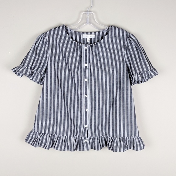 Eli + Ali | Anthro Striped Puff Sleeve Top - H2 - Picture 1 of 6